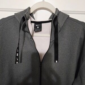 Nike Gray Full Zip Hoodie Fleece Lined Athleisure Athletic Size L